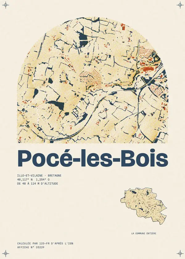 Affiche de Pocé-les-Bois, calculée par 123-fr d'après l'IGN