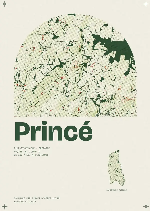 Affiche de Princé, calculée par 123-fr d'après l'IGN