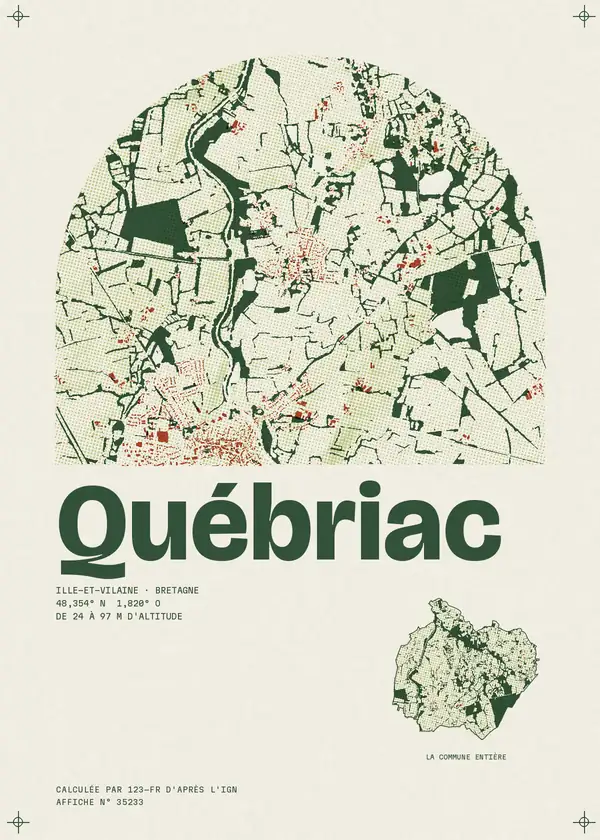 Affiche de Québriac, calculée par 123-fr d'après l'IGN