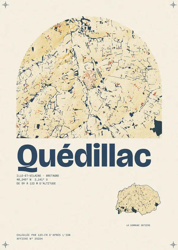 Affiche de Quédillac, calculée par 123-fr d'après l'IGN