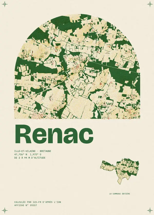 Affiche de Renac, calculée par 123-fr d'après l'IGN