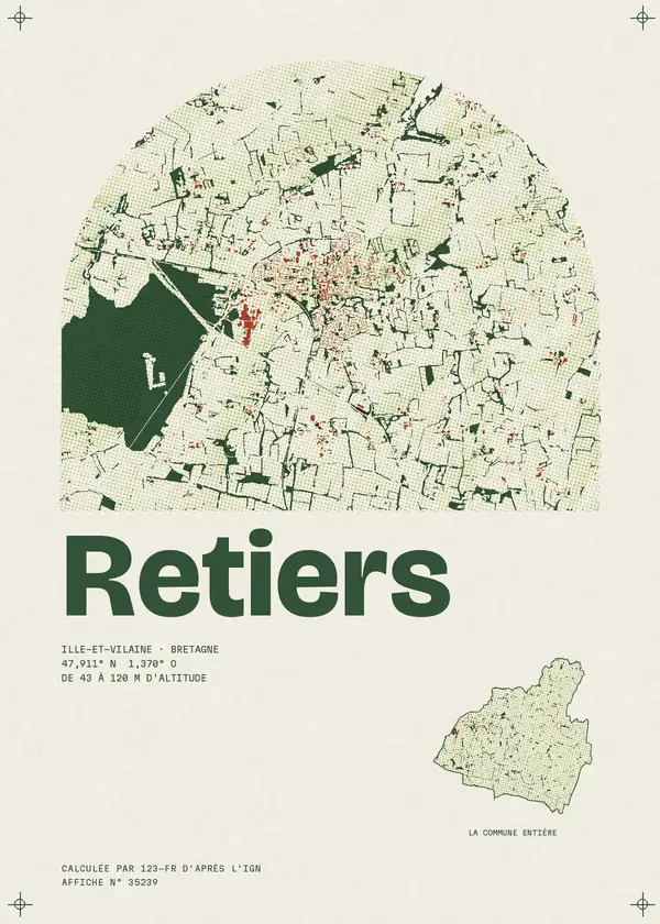 Affiche de Retiers, calculée par 123-fr d'après l'IGN