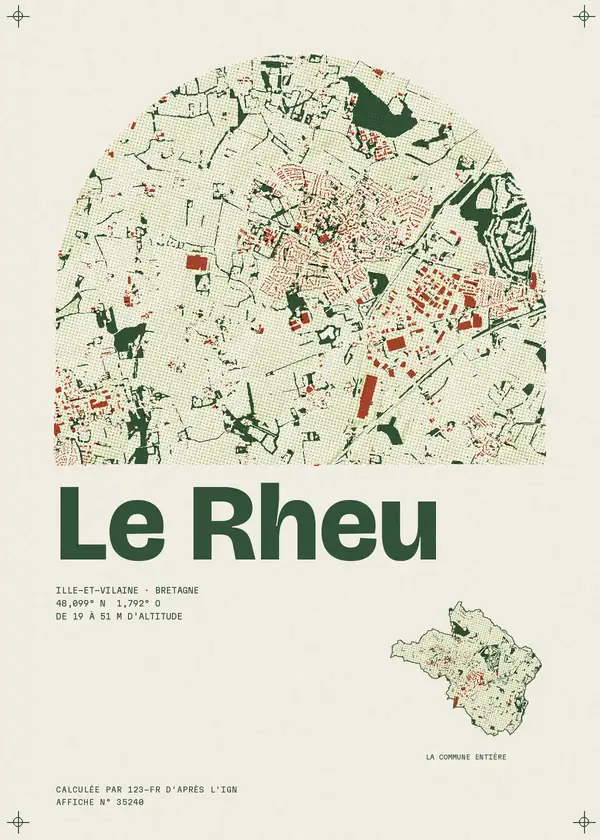 Affiche de Le Rheu, calculée par 123-fr d'après l'IGN
