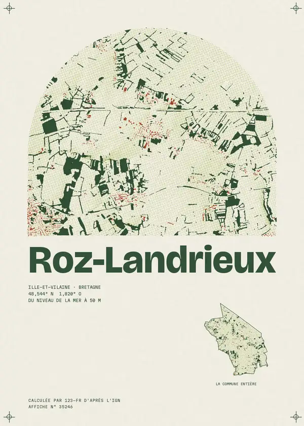 Affiche de Roz-Landrieux, calculée par 123-fr d'après l'IGN