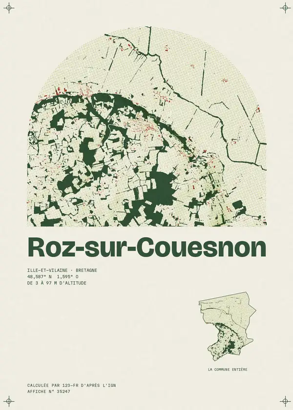 Affiche de Roz-sur-Couesnon, calculée par 123-fr d'après l'IGN