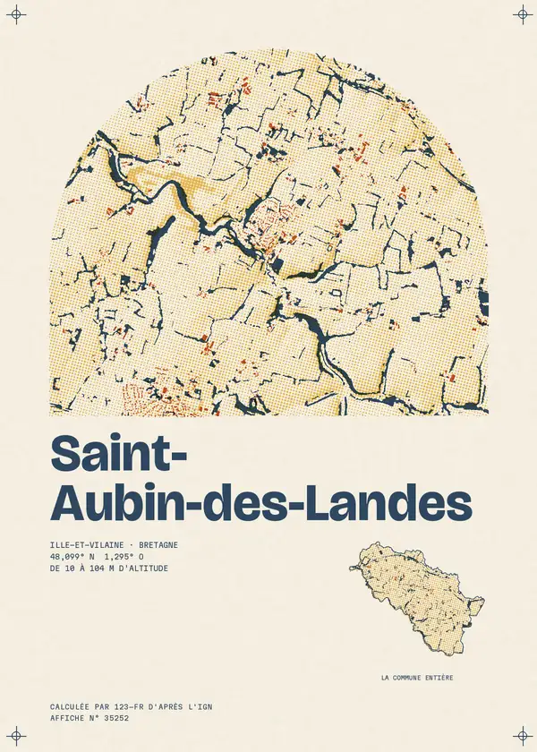 Affiche de Saint-Aubin-des-Landes, calculée par 123-fr d'après l'IGN