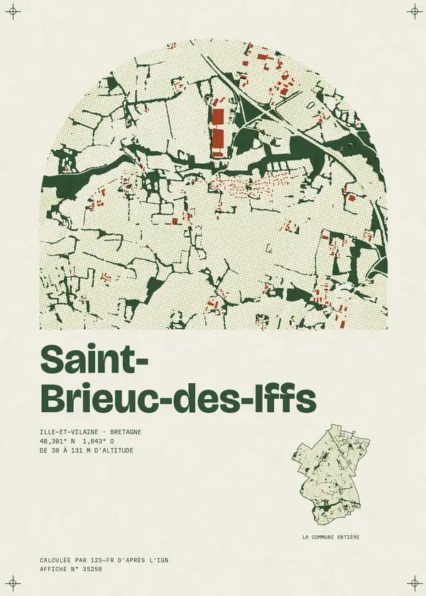 Affiche de Saint-Brieuc-des-Iffs, calculée par 123-fr d'après l'IGN