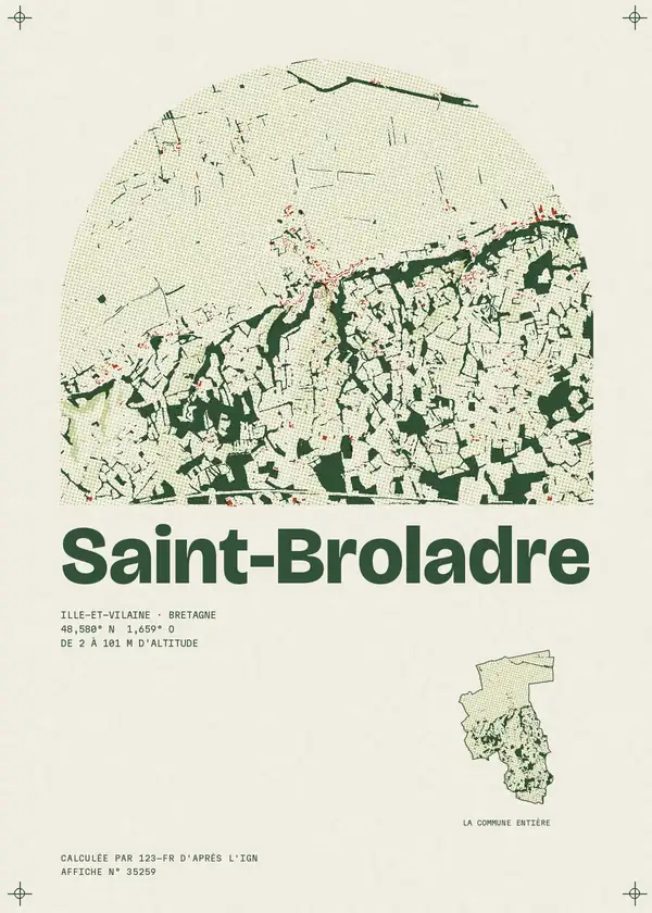Affiche de Saint-Broladre, calculée par 123-fr d'après l'IGN