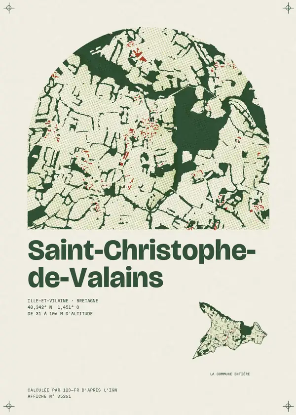 Affiche de Saint-Christophe-de-Valains, calculée par 123-fr d'après l'IGN
