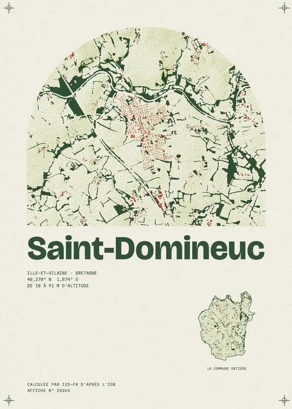 Affiche de Saint-Domineuc, calculée par 123-fr d'après l'IGN