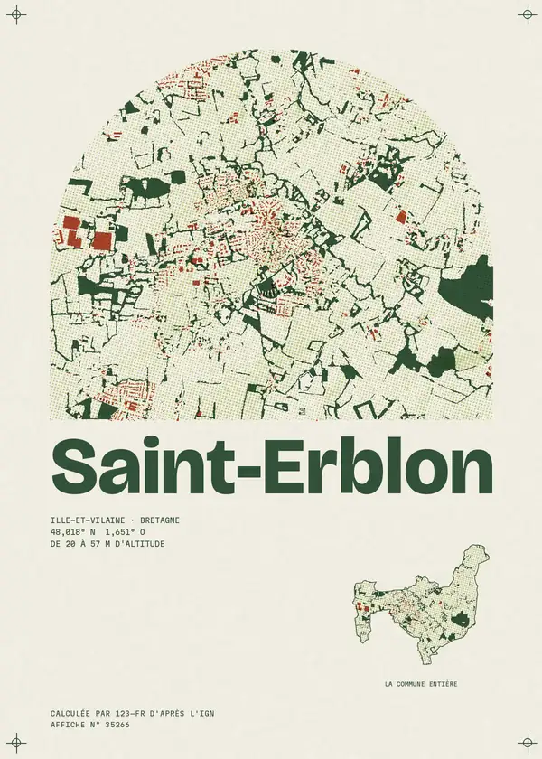 Affiche de Saint-Erblon, calculée par 123-fr d'après l'IGN