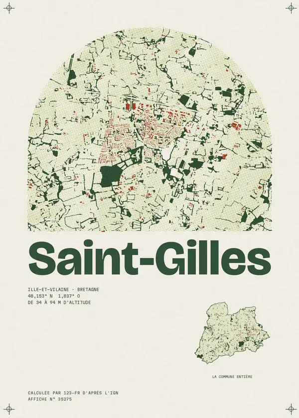 Affiche de Saint-Gilles, calculée par 123-fr d'après l'IGN