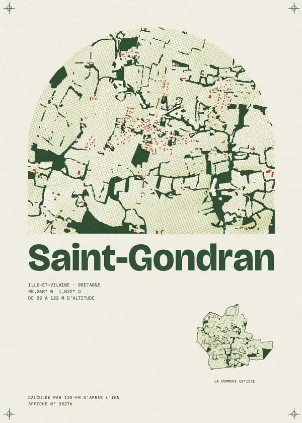 Affiche de Saint-Gondran, calculée par 123-fr d'après l'IGN