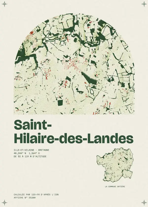 Affiche de Saint-Hilaire-des-Landes, calculée par 123-fr d'après l'IGN