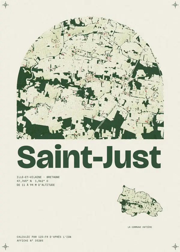 Affiche de Saint-Just, calculée par 123-fr d'après l'IGN