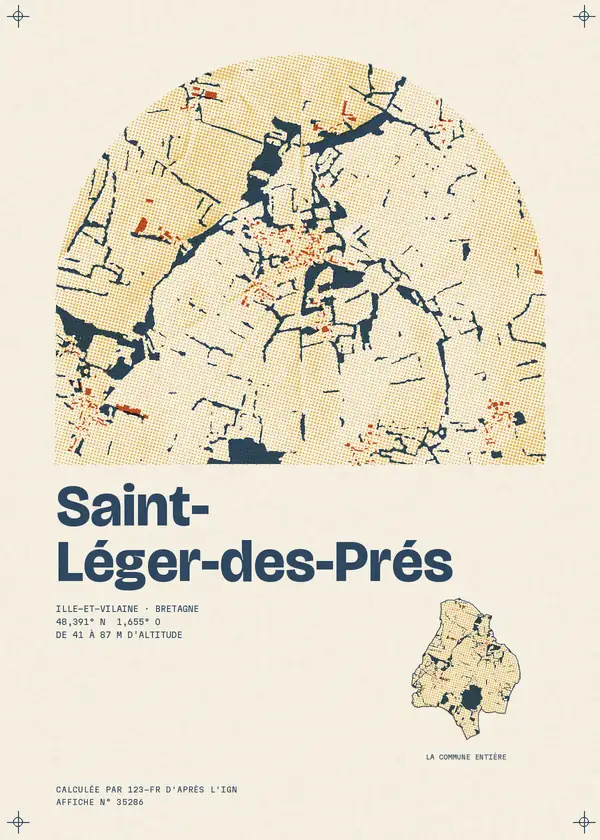 Affiche de Saint-Léger-des-Prés, calculée par 123-fr d'après l'IGN