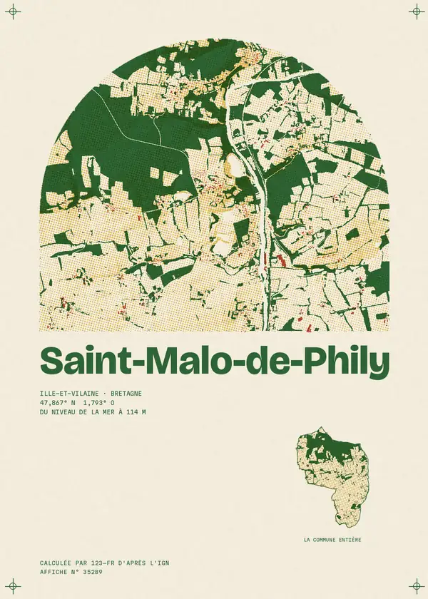 Affiche de Saint-Malo-de-Phily, calculée par 123-fr d'après l'IGN