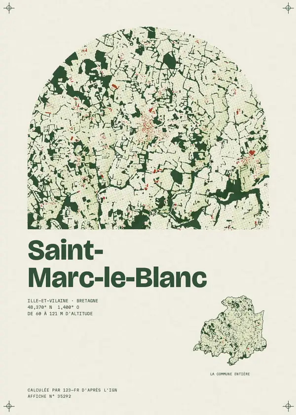 Affiche de Saint-Marc-le-Blanc, calculée par 123-fr d'après l'IGN