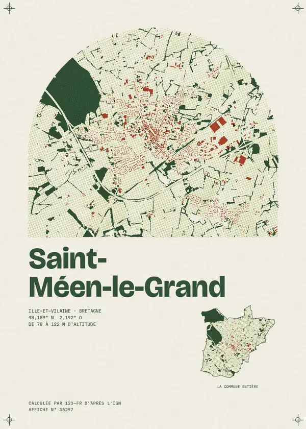 Affiche de Saint-Méen-le-Grand, calculée par 123-fr d'après l'IGN