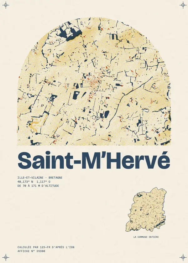 Affiche de Saint-M'Hervé, calculée par 123-fr d'après l'IGN