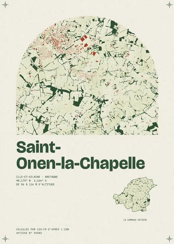 Affiche de Saint-Onen-la-Chapelle, calculée par 123-fr d'après l'IGN