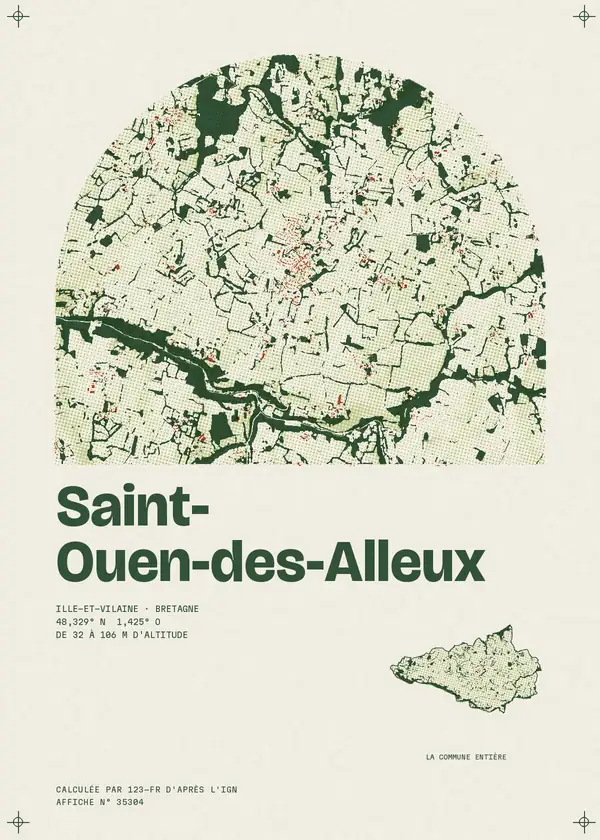 Affiche de Saint-Ouen-des-Alleux, calculée par 123-fr d'après l'IGN