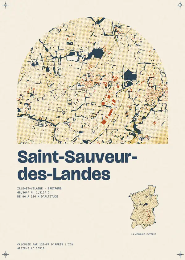 Affiche de Saint-Sauveur-des-Landes, calculée par 123-fr d'après l'IGN