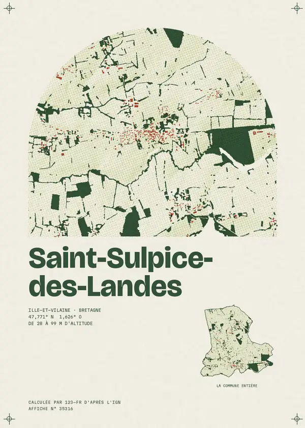 Affiche de Saint-Sulpice-des-Landes, calculée par 123-fr d'après l'IGN