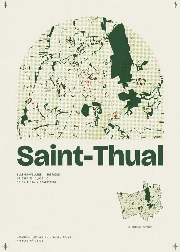 Affiche de Saint-Thual, calculée par 123-fr d'après l'IGN
