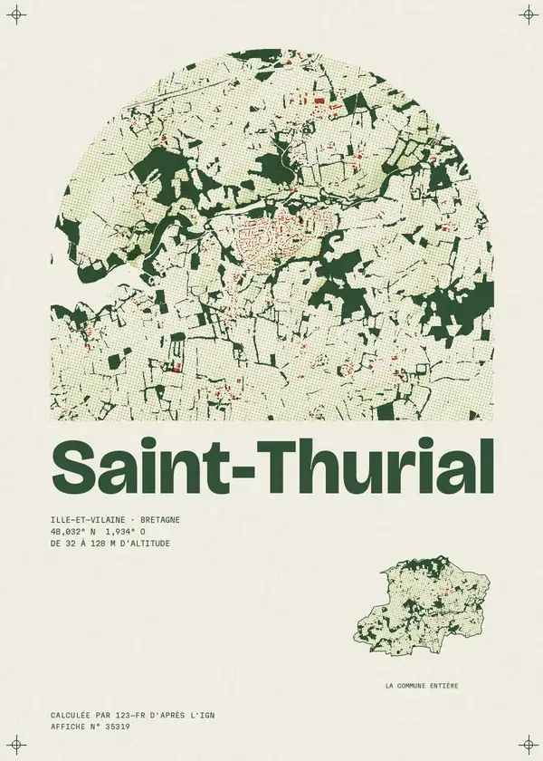 Affiche de Saint-Thurial, calculée par 123-fr d'après l'IGN