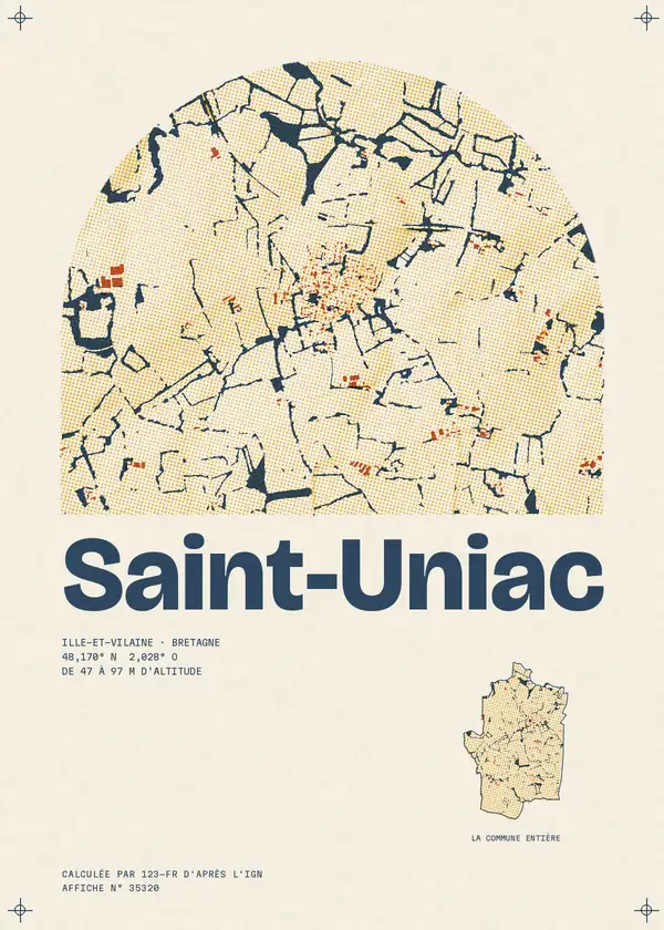 Affiche de Saint-Uniac, calculée par 123-fr d'après l'IGN