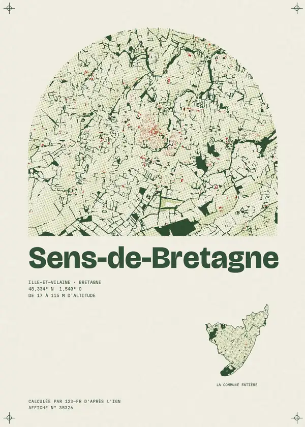 Affiche de Sens-de-Bretagne, calculée par 123-fr d'après l'IGN