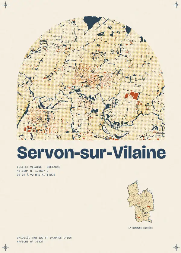 Affiche de Servon-sur-Vilaine, calculée par 123-fr d'après l'IGN