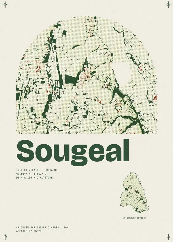 Affiche de Sougeal, calculée par 123-fr d'après l'IGN