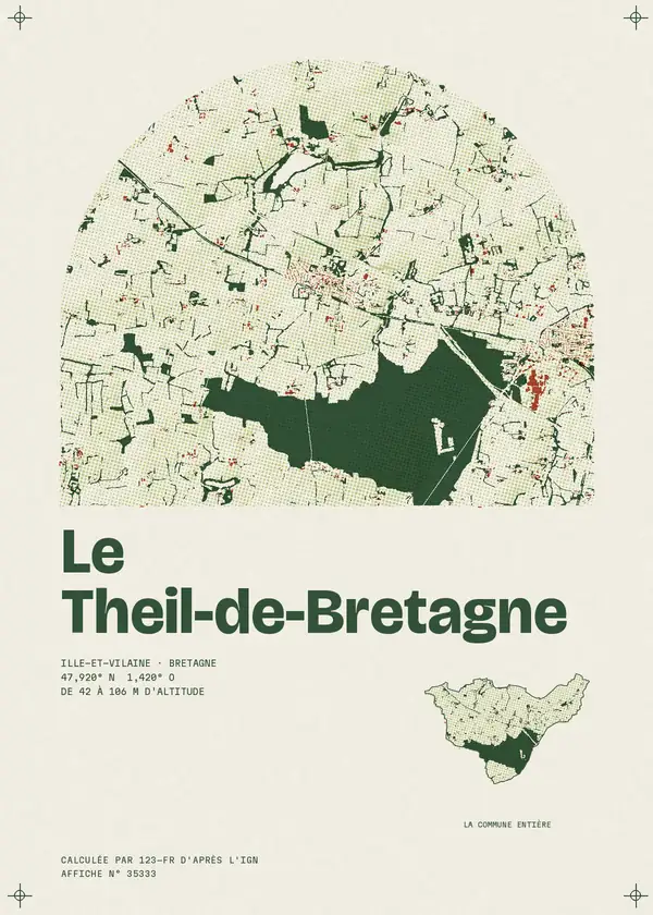 Affiche de Le Theil-de-Bretagne, calculée par 123-fr d'après l'IGN