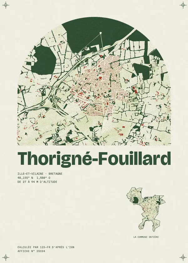 Affiche de Thorigné-Fouillard, calculée par 123-fr d'après l'IGN