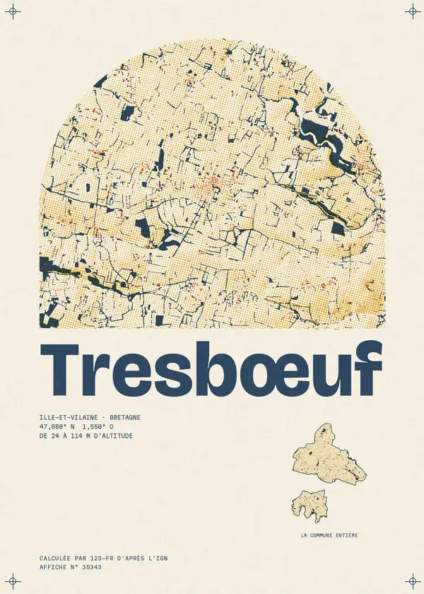 Affiche de Tresbœuf, calculée par 123-fr d'après l'IGN