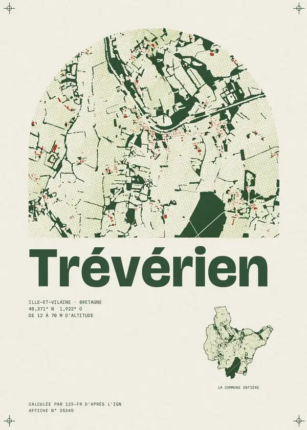 Affiche de Trévérien, calculée par 123-fr d'après l'IGN