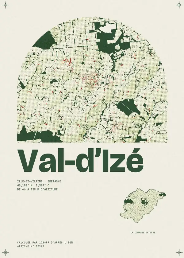 Affiche de Val-d'Izé, calculée par 123-fr d'après l'IGN