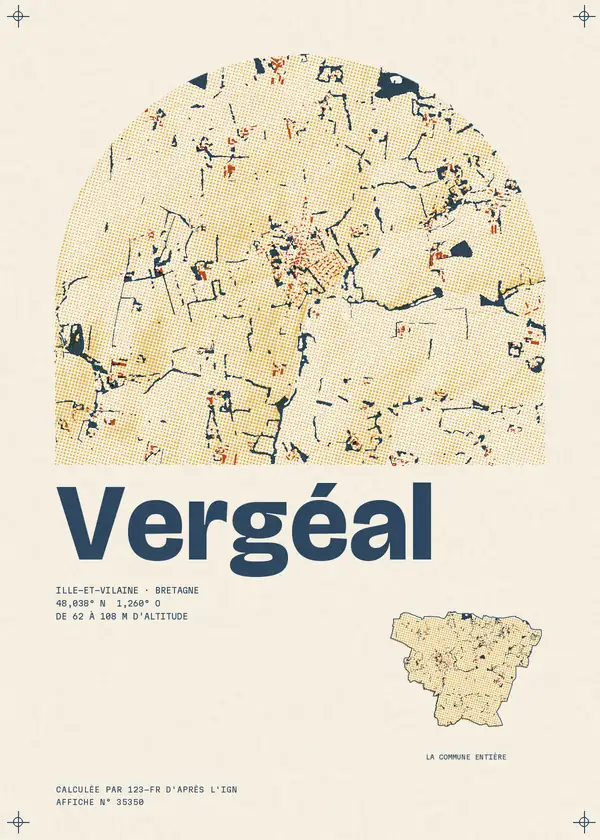 Affiche de Vergéal, calculée par 123-fr d'après l'IGN