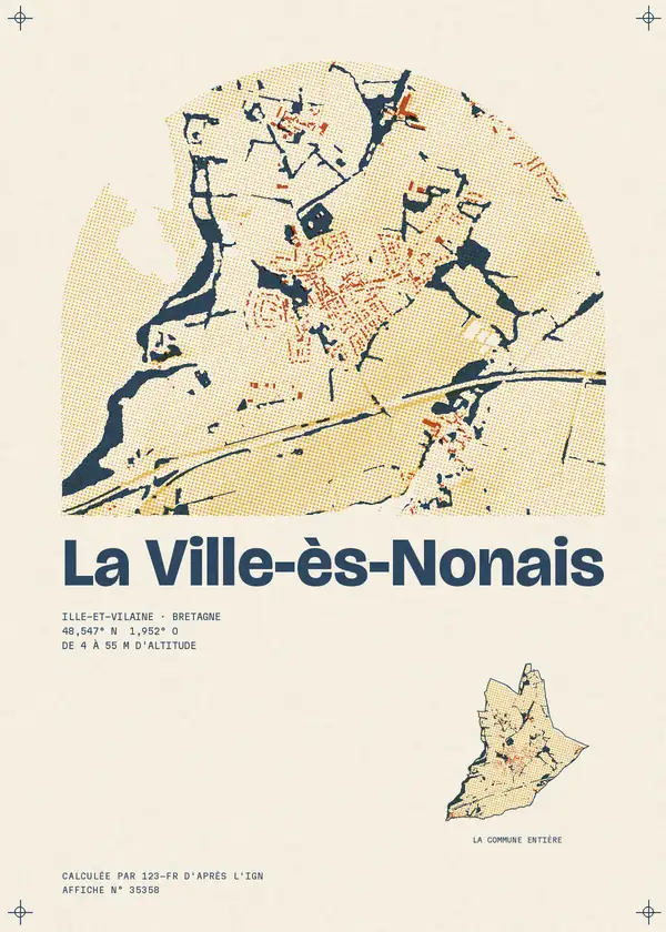 Affiche de La Ville-ès-Nonais, calculée par 123-fr d'après l'IGN