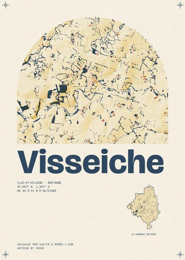 Affiche de Visseiche, calculée par 123-fr d'après l'IGN