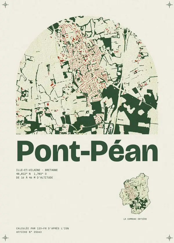 Affiche de Pont-Péan, calculée par 123-fr d'après l'IGN