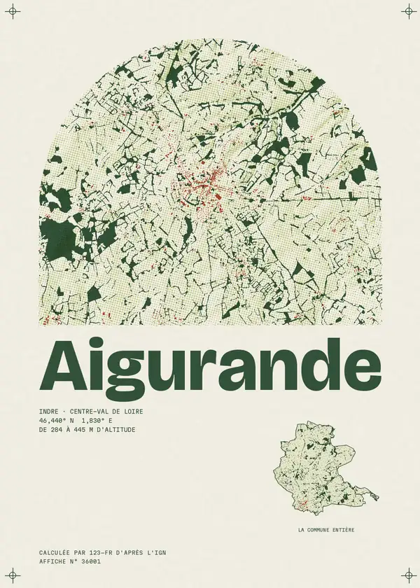 Affiche de Aigurande, calculée par 123-fr d'après l'IGN