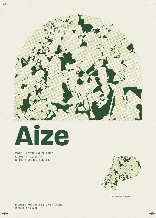 Affiche de Aize, calculée d'après l'IGN