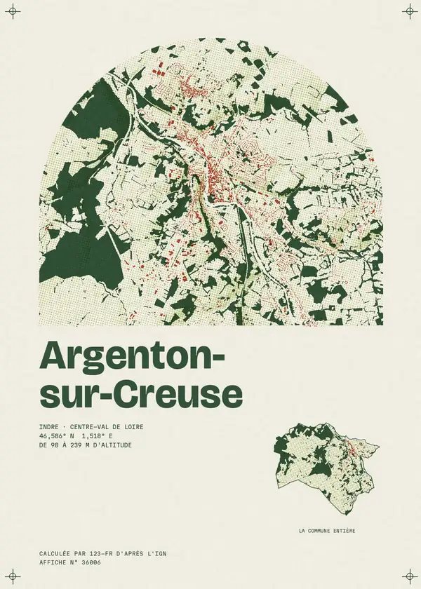 Affiche de Argenton-sur-Creuse, calculée par 123-fr d'après l'IGN