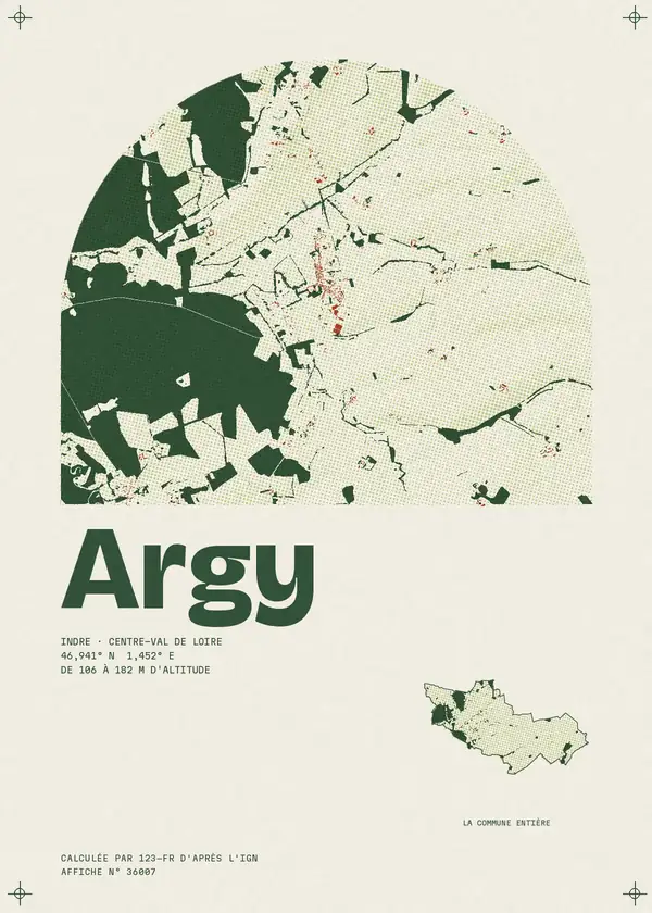 Affiche de Argy, calculée par 123-fr d'après l'IGN