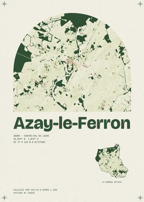 Affiche de Azay-le-Ferron, calculée par 123-fr d'après l'IGN
