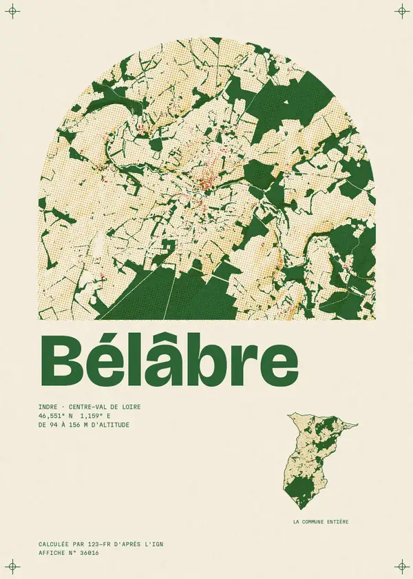 Affiche de Bélâbre, calculée par 123-fr d'après l'IGN