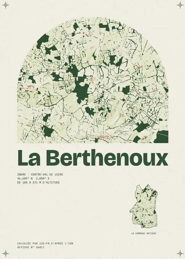 Affiche de La Berthenoux, calculée par 123-fr d'après l'IGN